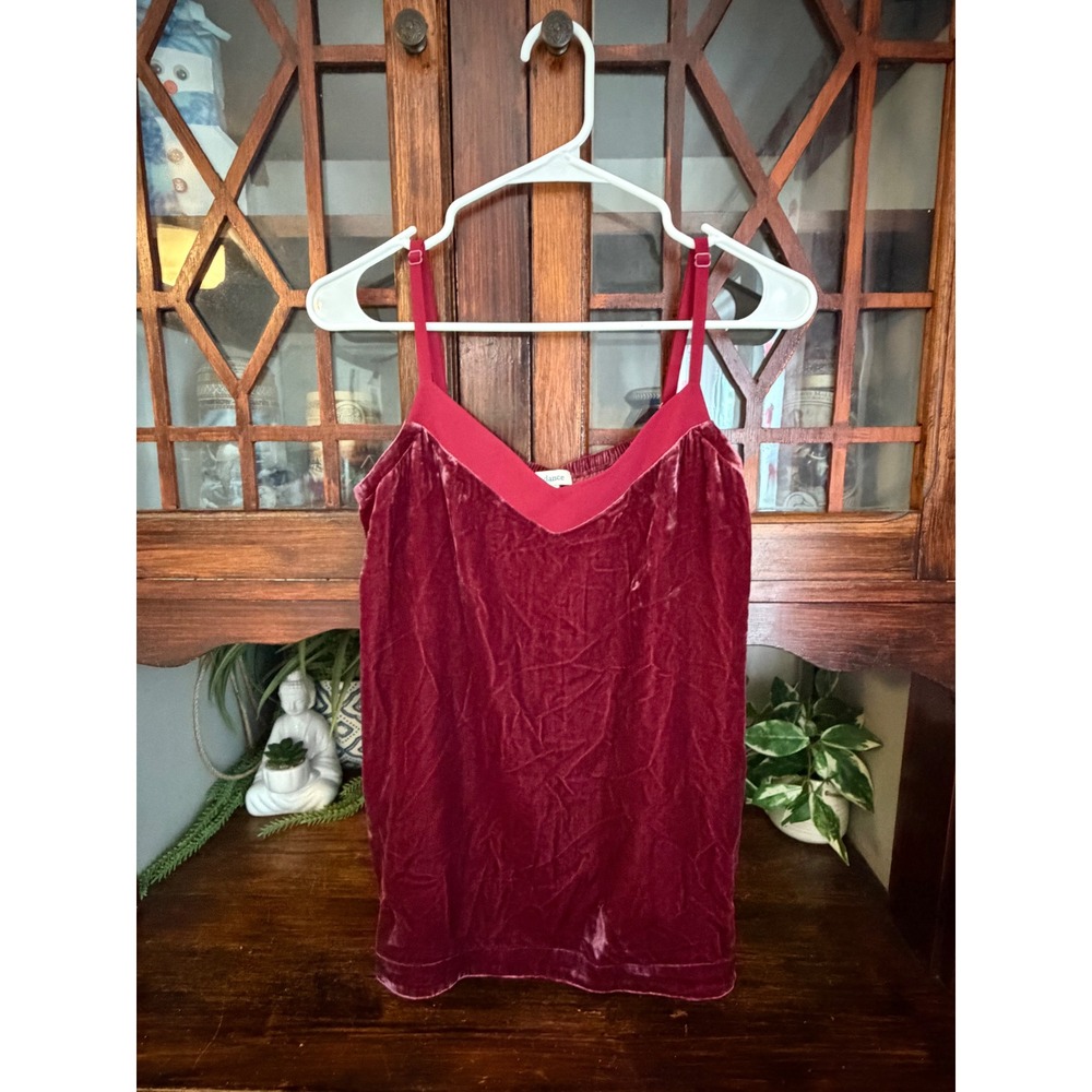 Sundance Womens Silk Blend Velvet Cami Top Burgundy Red V-Neck Small